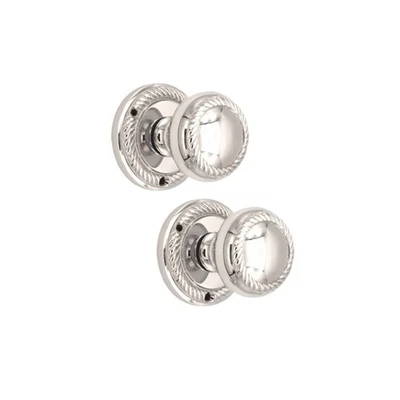 Georgian Polished CHROME Sprung Mortice Door Knobs 60mm Diameter Rose 50mm Knob - Image 1 of 3