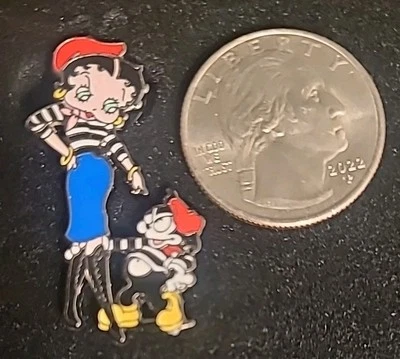 DANBURY MINT BETTY BOOP Striped Outdoor Long Blue Skirt Bimbo Lapel Pin - Image 1 of 2