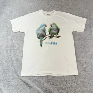 Vtg 90s Quakers Parrot White T-Shirt Hanes Heavyweight Size Medium - Picture 1 of 8