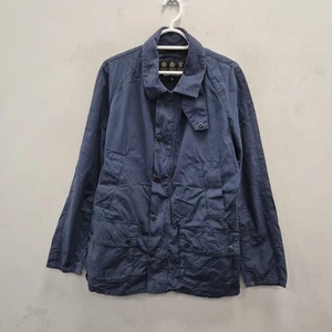 Barbour Jersey Cotton Canvas Cargo Navy Chore Lightweight Jacket Size Medium - Picture 1 of 10