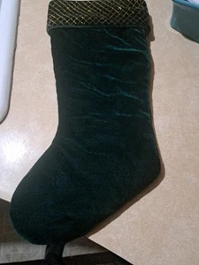 Weihnachtsgeschenk & vergangengrüner Samtstrumpf mit Glitzerborte Made in USA - Bild 1 von 4