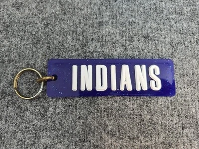 Keychain Cleveland Indians Long Blue Plastic White Lettering MLB Souvenir Vtg - Image 1 of 4