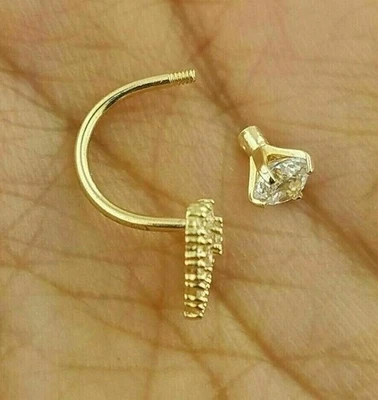 2CT Round Cut Simulated Diamond Belly Button 14k  Yellow Gold plated. - Image 1 of 4