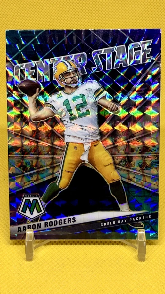 Aaron Rodgers Center Stage Mosaic Silver Prizm 2021 Panini Mosaic #CS6 - Image 1 of 2