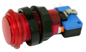 Red Long Length Illuminated Arcade Game Push Button with microswitch, Jamma - Picture 1 of 1