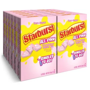 Starburst Singles To Go Powdered Drink Mix, All Pink Strawberry, 12 Boxes wit... - Picture 1 of 5