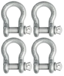 4x 7/8" Bow Shackle D-Ring Zinc Plated w 1" Clevis Screw Pin 14000 lbs Tow Lift - Picture 1 of 10