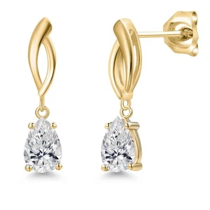 10K Yellow Gold 7X5MM Pear Shape Gemstone Birthstone Infinity Dangle Earrings - Picture 1 of 109
