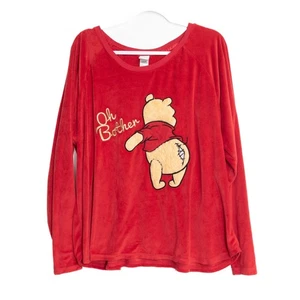Disney Größe 3X Winnie Puuh Oh Bother rot weicher Samt Langarm Grafik T-Shirt - Bild 1 von 8
