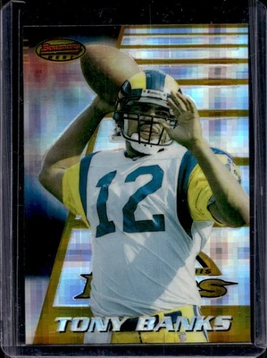 Bowman's Best Tony Banks 1996 refractor atómico novato RC #136 Rams Foto 1 de 2