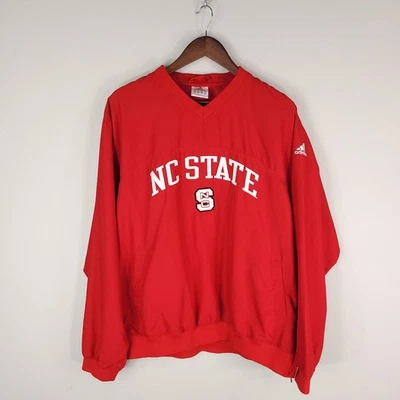 North Carolina State Wolfpack Jacket Mens Medium Red NCAA Adidas Pullover V-Neck - Image 1 of 4