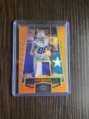2016 Select Orange Dez Bryant /49 Game Used 2 Color Patch Cowboys - Image 1 of 4