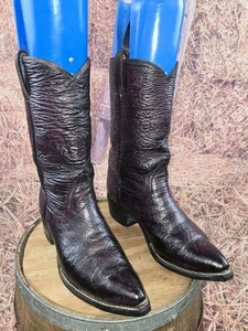 Hombre Vaquero Western Hecho a Mano Completo Tiburón Negro Cereza Años 60 9/9.5 D - Imagen 1 de 21