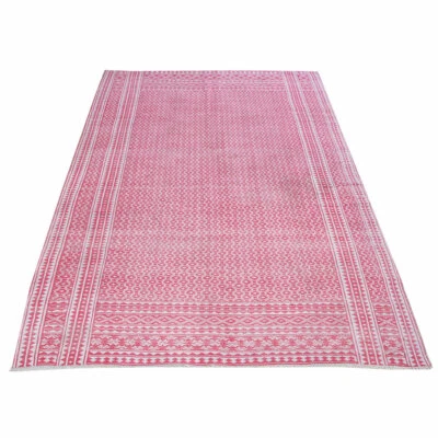 Alfombra rosa anudada a mano Kilim vintage de lana 6x10 hecha a mano Foto 1 de 4