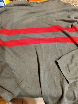 Suéter Pullover Burton Para Hombre Rayas Verdes y Rojas Grande Suave Mezcla de Lana Algodón Foto 1 de 4