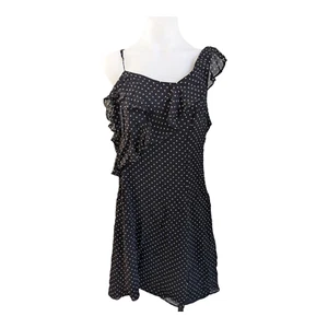Bailey 44 Size 12 California Dreamer Ruffle Polka Dot One Shoulder Dress Black - Picture 1 of 17