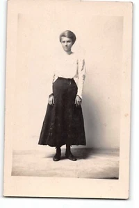 Postcard RPPC Sepia Tone Woman Full Length Skirt AZO Real Photo Unposted - Picture 1 of 2