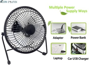 4" Mini USB Desk Fan Oscillating Extendable Pedestal Black Fan - Picture 1 of 7