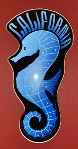 California Seahorse Bumpersticker Vinyl Decal by Tim Ward FREE SHIPPING - BLUE - Foto 1 di 4