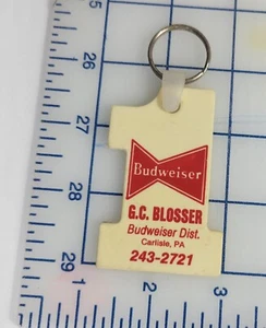 Vtg Budweiser Advertising Keychain Carlisle PA G.C. Blosser - Picture 1 of 2