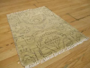 2x3 MODERN AGRA ABC COLLECTION VEGETABLE DYE HANDMADE-KNOTTED WOOL RUG #4 - Picture 1 of 12