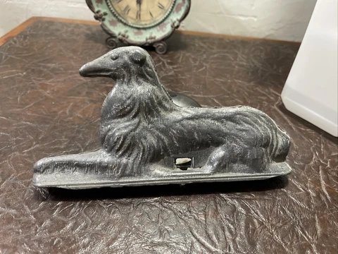 Vintage Metal Collie Dog Cast Aluminum Hurricane Gate Fence Topper Finial Cover