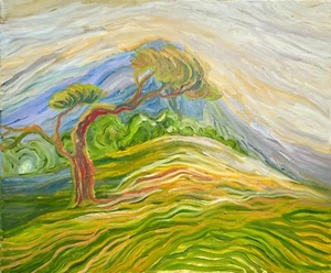 Pintura Original al Óleo sobre Lienzo FIRMADA Impresionismo Lineal Paisaje 19x23 - Imagen 1 de 3