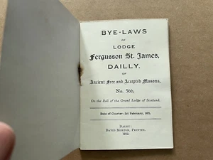 Vintage 1919 BYE-LAWS of LODGE Ferguson St James DAILLY Masons Booklet #566 - Bild 1 von 4