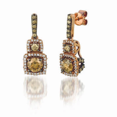 LeVian 14K Rose Gold Chocolate Diamond 1.46 cts Earrings - Image 1 of 4