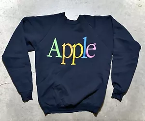 Men’s Vintage 80’s 90’s Apple Computers Rainbow Logo Black Sweatshirt sz XL - Picture 1 of 6