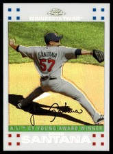 2007 Topps Chrome White Refractor Johan Santana 106/660 Minnesota Twins #252