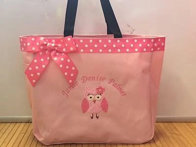 Personalized Baby Diaper Bag Tote Monogrammed Cute Owl Girl  - Photo 1/4