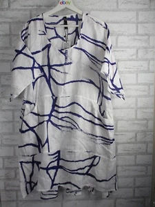 Taking Shape women 2 pc set jemima linen tunic top 22 &crop pant 24 white/purple - Picture 1 of 19