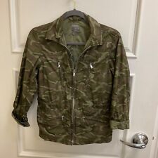 Women’s GAP Olive Green Camouflage Utility Chore Jacket Coat Sz XS 100% Cotton