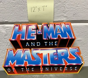 HE-MAN Porcelain Like Sign Masters Of The Universe Cartoon Heroes Comics TV Gas - Picture 1 of 2
