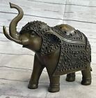 Large Bronze Elephant Sculpture  13" Length Solid Hot Cast Signed Bugatti Art