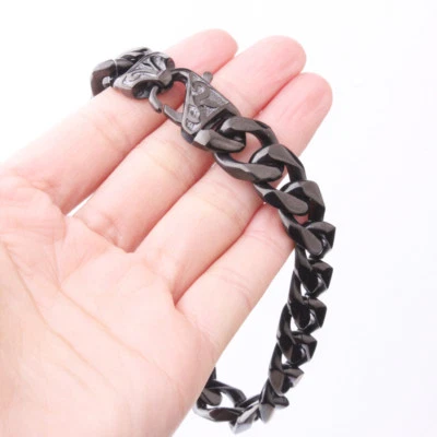 Moda 13/15mm 316L Acero Inoxidable Cadena Cubana Para Hombre Pulsera Brazalete 7-11" Foto 1 de 4