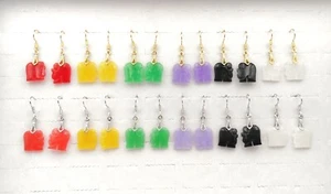Multicolor Grün Lila Jade Obsidian Elefant 18KGP 925 Silber Haken Ohrringe - Bild 1 von 36