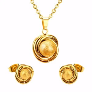 18k Gold Plated Dusted Round Cosmic Pendant Set with Earrings 3 pc - Picture 1 of 3
