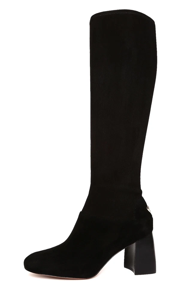 Tory Burch Sidney 70mm BOOTS Black Stretch Suede Block Heel Size 10.5