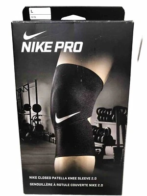 Nike Pro Closed Patella Knee Sleeve 2.0 Size Large Black Lightweight Breathable - Image 1 of 4