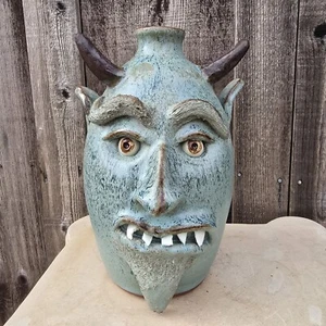 Folk Art Devil Face Jug Pottery by Billy Joe Craven | 11" x 8" - Picture 1 of 9