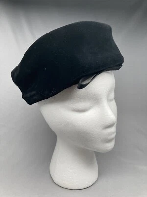 Sombrero Pastillero Vintage Sharon Originals Terciopelo Negro Cinta Arco Acento Foto 1 de 4