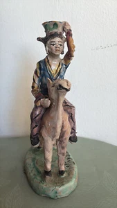 ANTICA STATUETTA SCULTURA IN CERAMICA POLICROMA DI CALTAGIRONE INIZIO 1900 - Foto 1 di 19