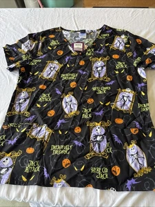 Disney Scrub Top Size M Short Sleeve The Nightmare Before Christmas Movie - Picture 1 of 6