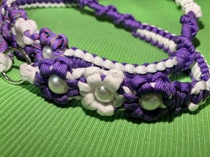 Favorite Color Purple White Paracord Smartphone Shoulder Strap Flower Pearl Desi - Zdjęcie 1 z 3