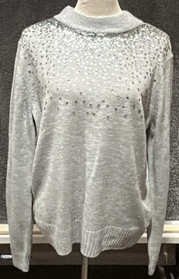 Juicy Couture Im So Fancy Light Sweatshirt Womens Gray  Sequins Preppy XL - Image 1 of 4
