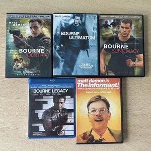 MATT DAMON 5 MOVIE LOT DVD Blu-ray Bourne Identity Supremacy Ultimatum Legacy - Picture 1 of 2