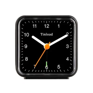Classic Analogue Travel Alarm Clock with Snooze Function and Light Black - Picture 1 of 4
