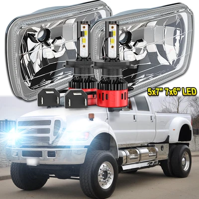 New/Pair 5x7 7x6" LED Headlights DRL For Ford F650 F750 F250/350/450 Super Duty - Image 1 of 4